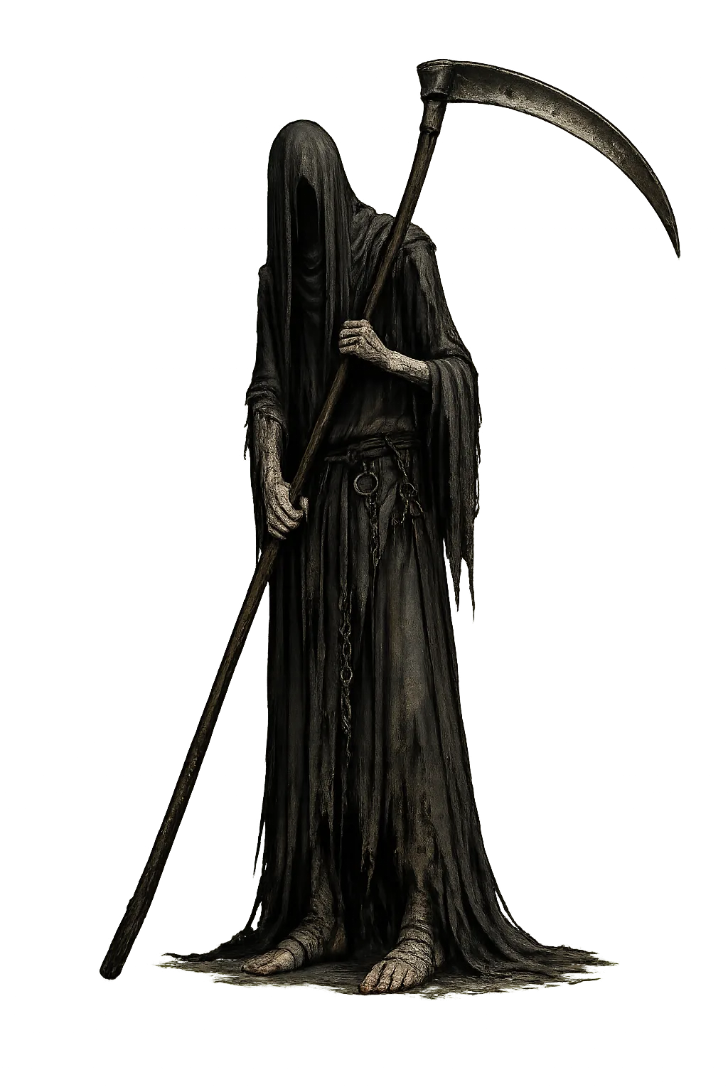 Earlier Executioner concept shown as a tall hooded reaper holding a scythe